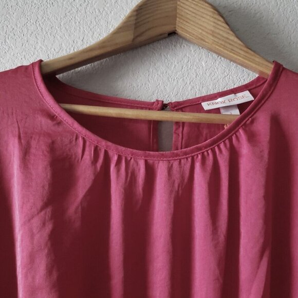 Knox Rose Red Dress Shiny Long Flutter Sleeve Flowy Dress Size Small S NEW! - Picture 4 of 12